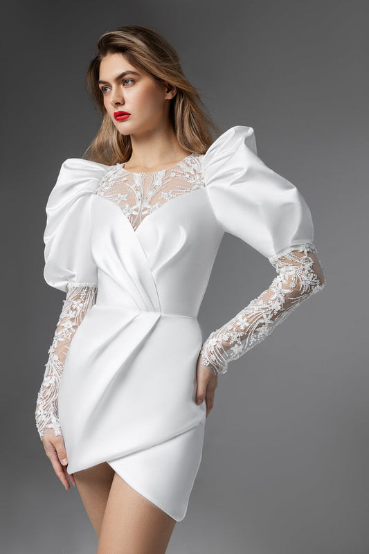 Short Wedding Dress With Puff Sleeves Eilie