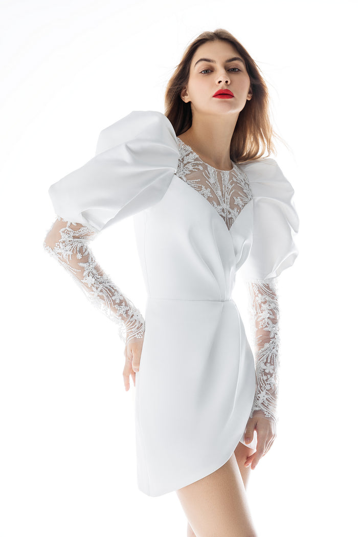 Short Wedding Dress With Puff Sleeves Eilie