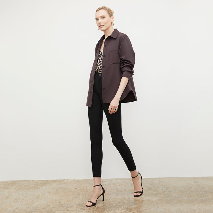 Side image of a woman wearing the Sierra Shacket - Light Scuba in Haze