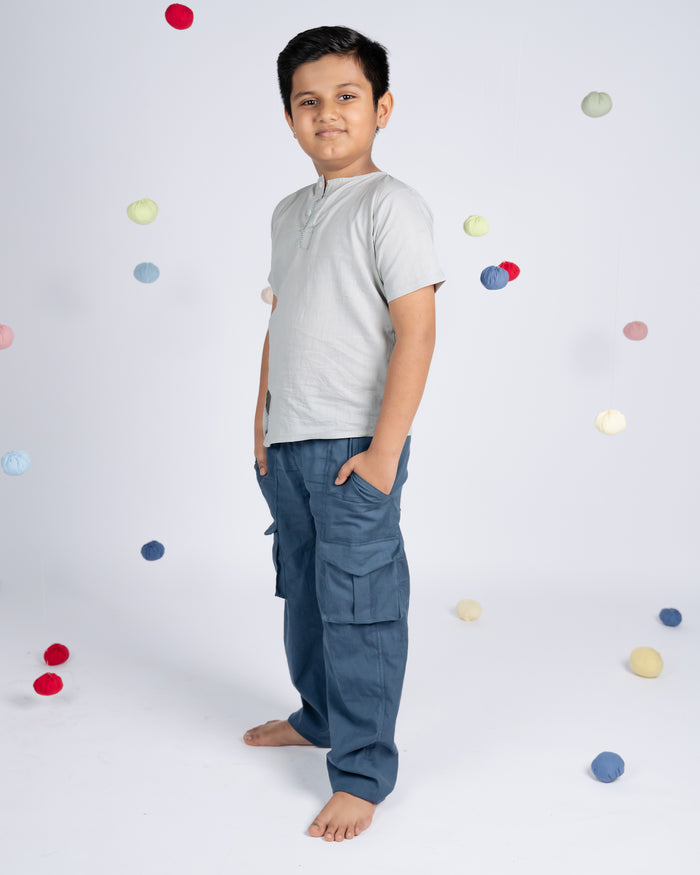 Signature Boy Co-ord Set - Grey Teal Blue
