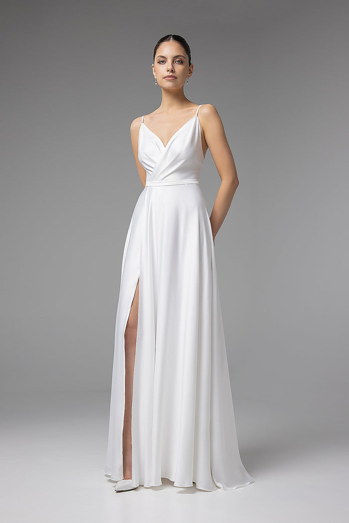 Silk Wedding Dress With Spaghetti Straps Molly