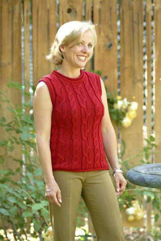 Sleeveless Cable Knit Alpaca Sweater-Apparel-Alpaca Direct-Medium-Red-Alpaca Direct