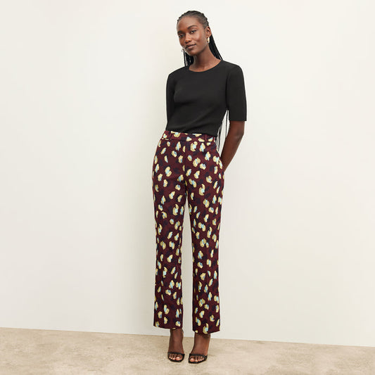 front image of a woman wearing the smith pant in bengal jacquard | Lead
