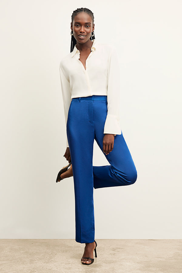 front image of a woman wearing the smith pant in sapphire | Exclude | Grid