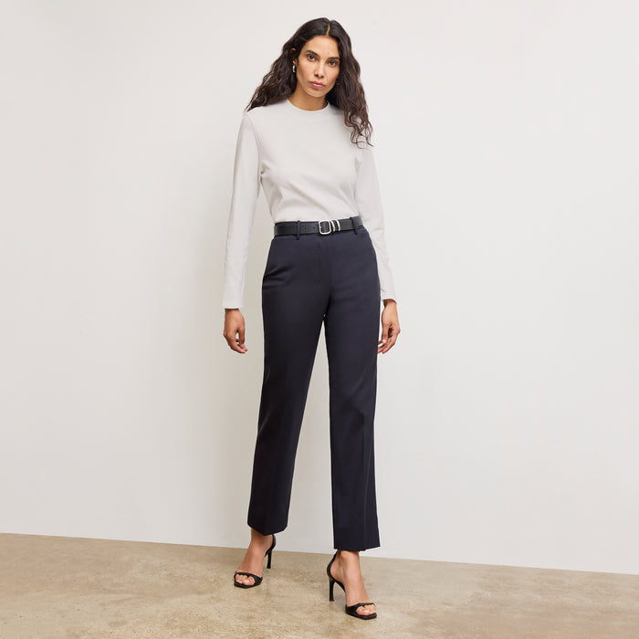 image of a woman wearing the smith pant in galaxy blue | Exclude