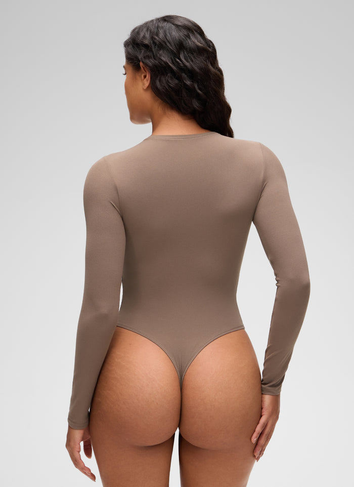 CRZ YOGA Women's Softembrace Casual Scoop Neck Tight Fit Bodysuit Brown Purple