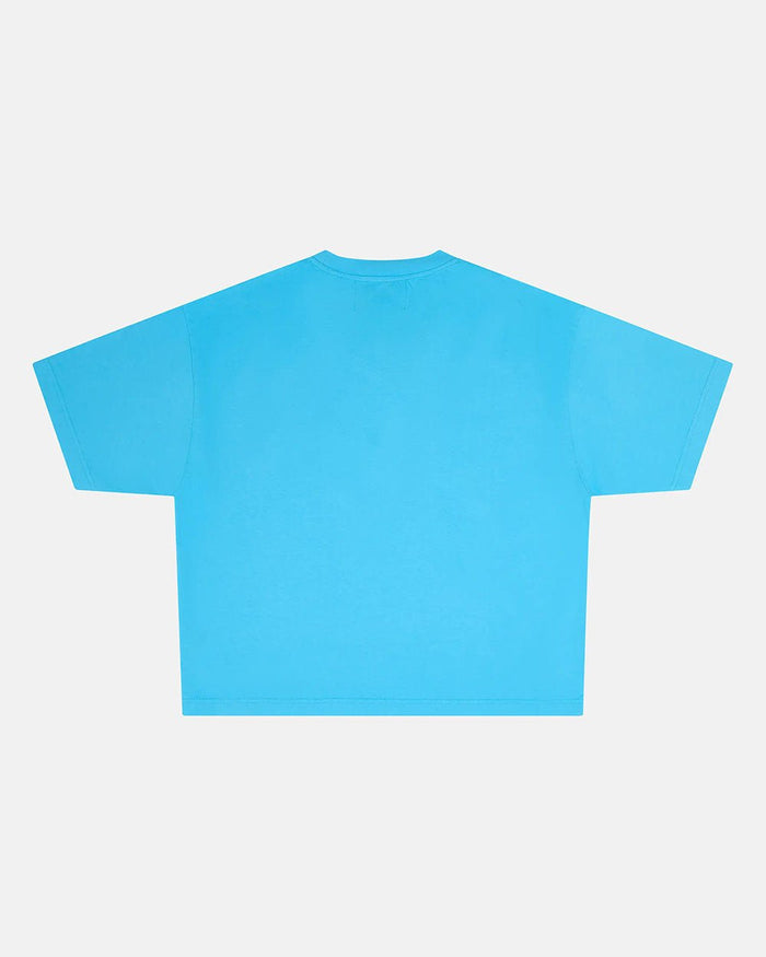 SPIDER TEE BLUE - blue graphic print tee, back view - Cold Culture