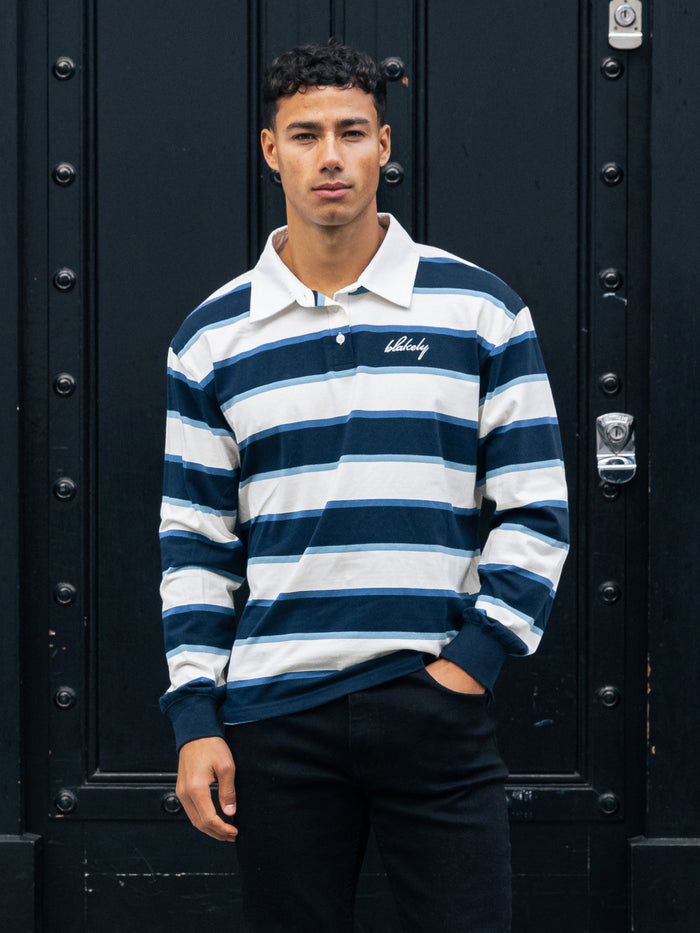 Stanley Stripe Rugby Shirt - Navy Mix