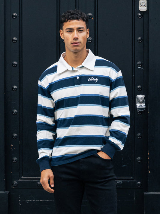 Stanley Stripe Rugby Shirt - Navy Mix
