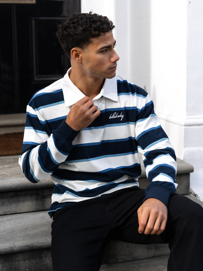 Stanley Stripe Rugby Shirt - Navy Mix