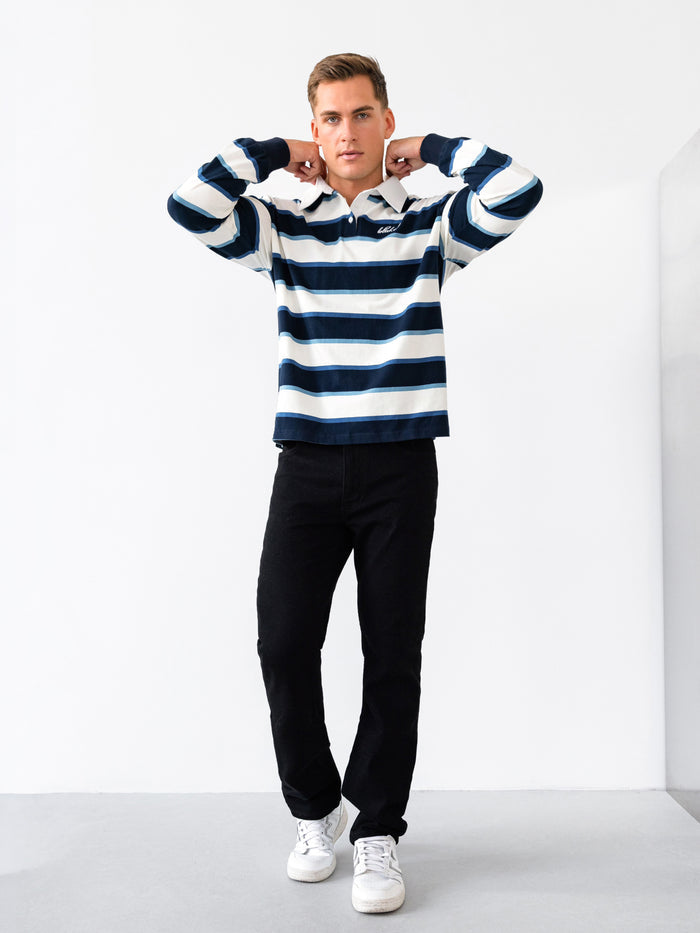 Stanley Stripe Rugby Shirt - Navy Mix