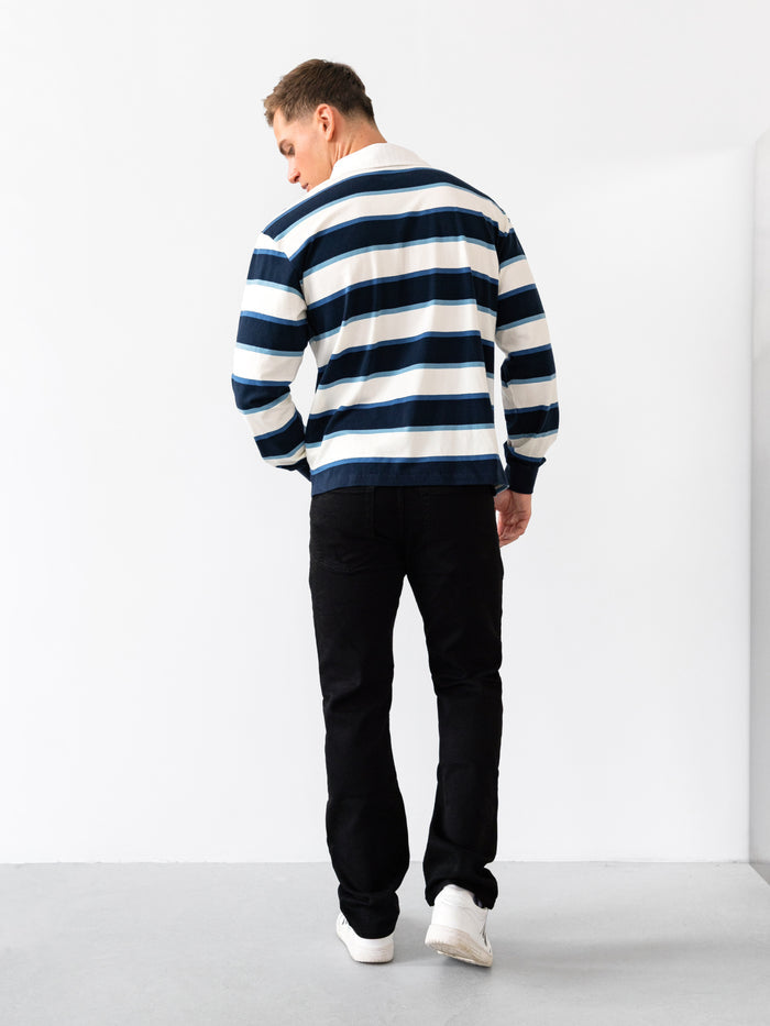 Stanley Stripe Rugby Shirt - Navy Mix
