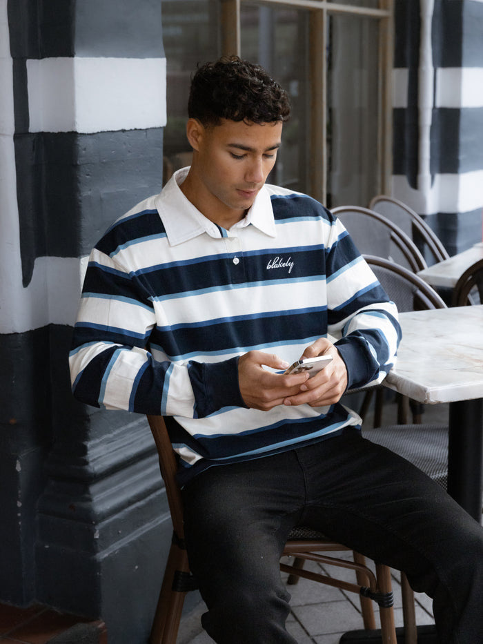 Stanley Stripe Rugby Shirt - Navy Mix