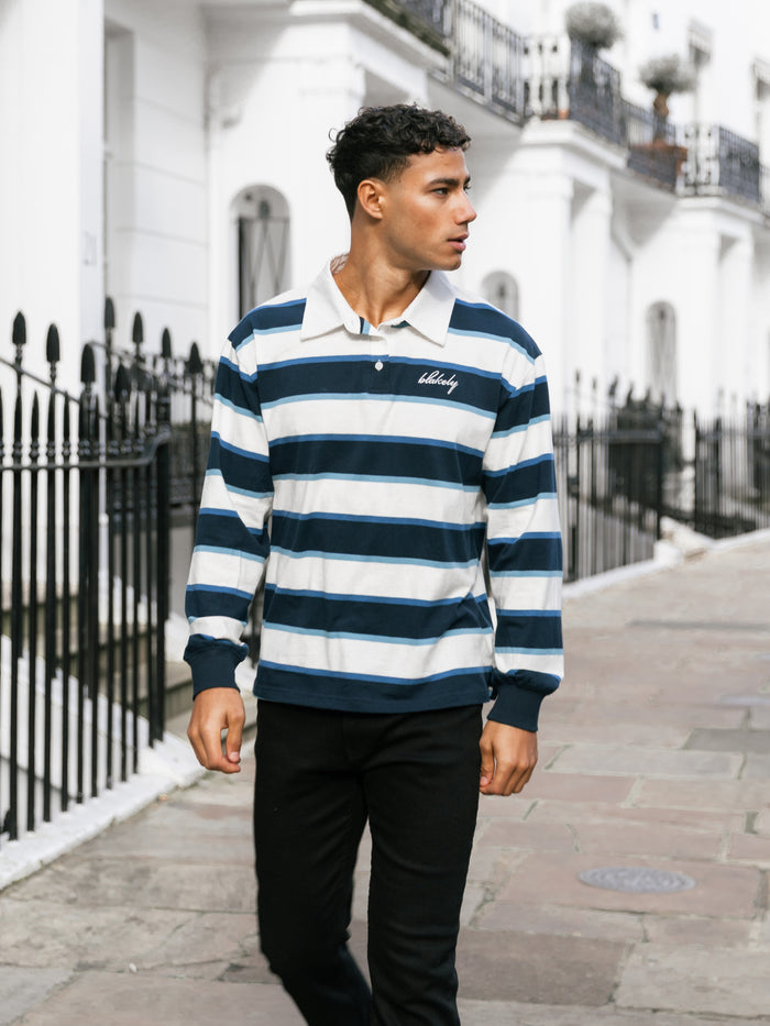 Stanley Stripe Rugby Shirt - Navy Mix