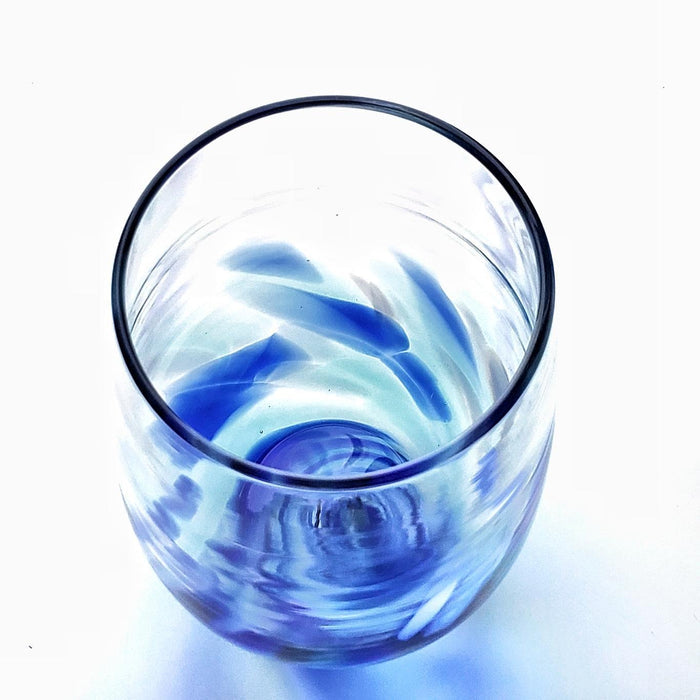 Stemless Wine Glasses - Blue Vino Breve by Furnace Glassworks