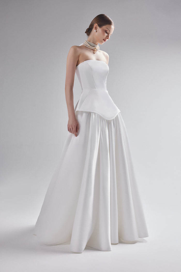 Strapless Satin Corset Remi With Flared Edges