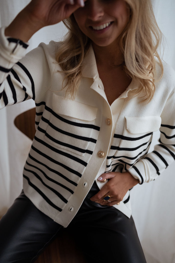 Striped Danie cardigan styled outfit
