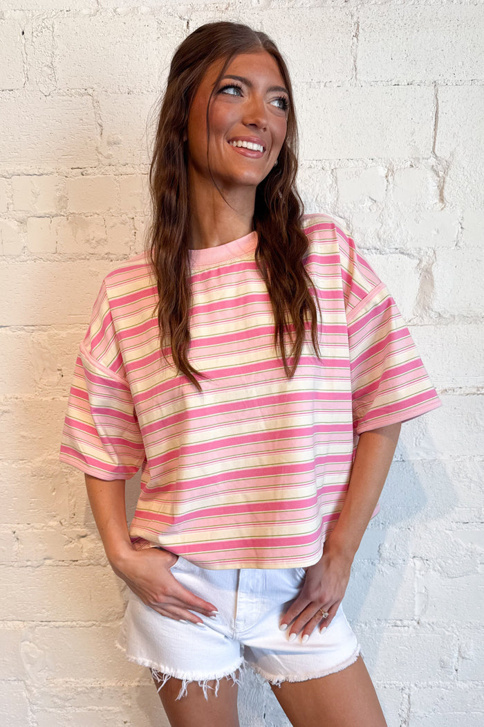 Sugar Rush Striped Tee, adeline boutique, dallas boutique, boutique