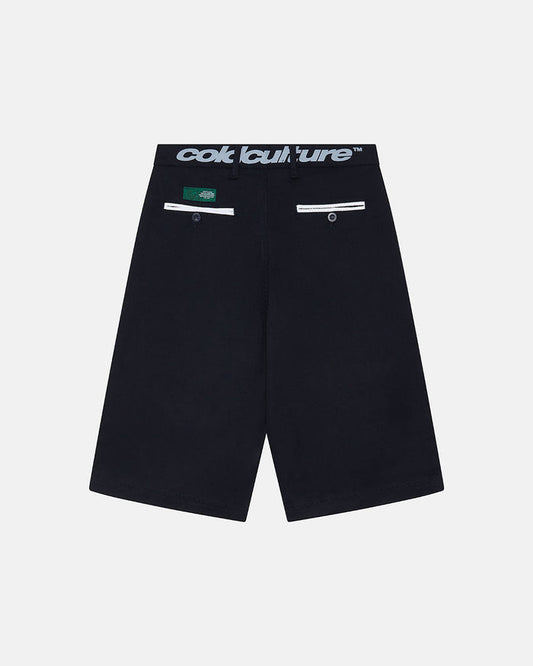 SUIT JORTS DARK BLUE - dark navy tailored shorts, back view - Cold Culture