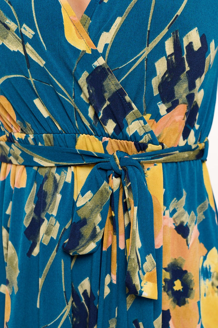 Summer in Spain Hi Lo Dress Teal/Yellow