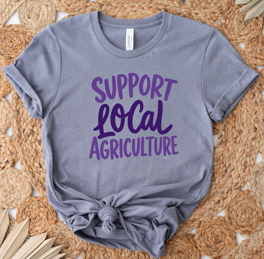 Support Local Agriculture – Purple – Bella Canvas T-Shirt