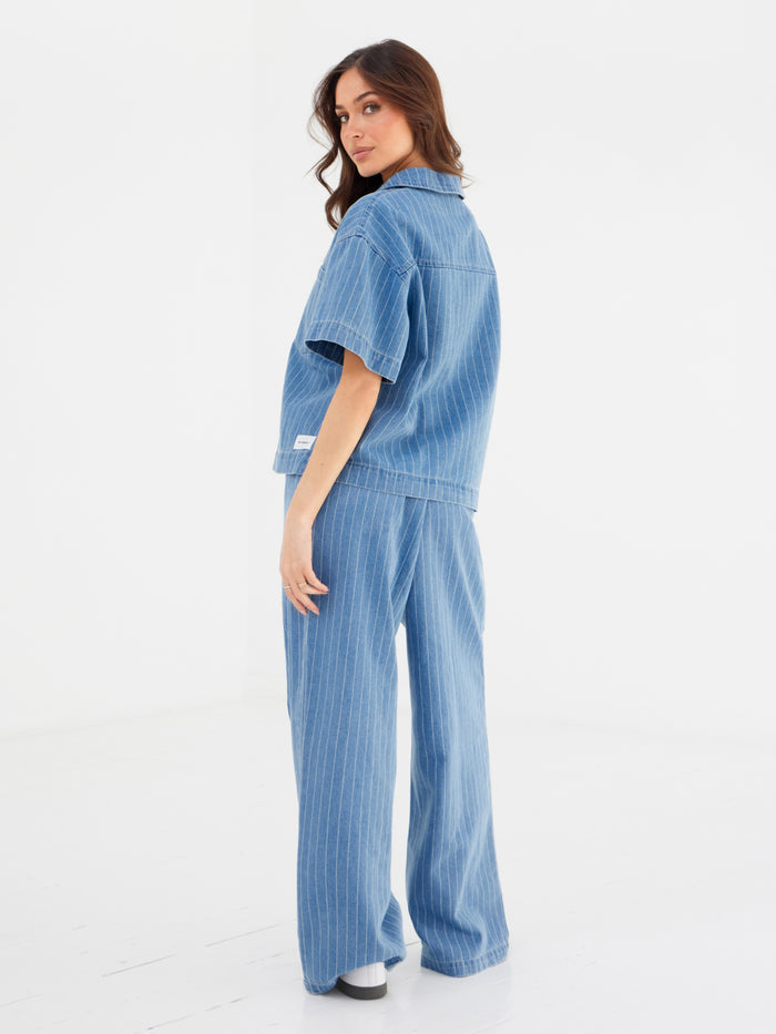 Tatum Denim Rugby Shirt - Mid Blue