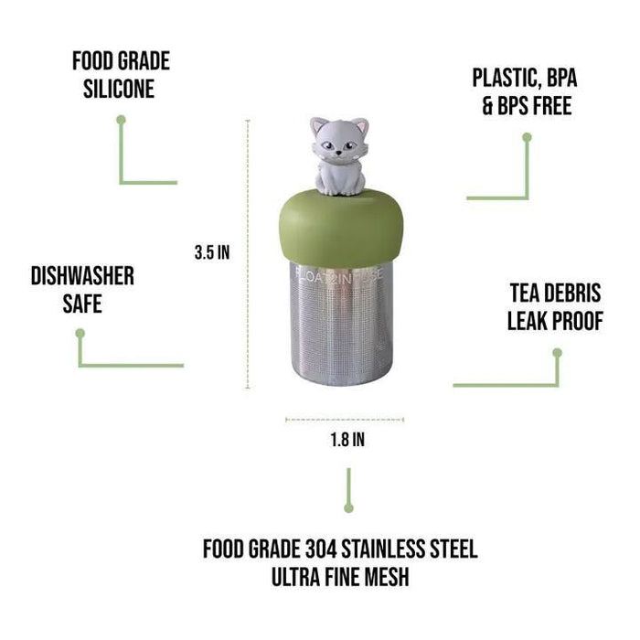 Tea Infuser - Grey Cat (Green Base) by Float2Infuse