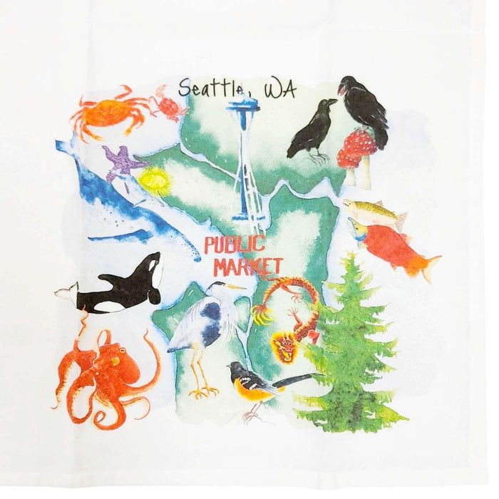 Tea Towel - Seattle Map by Chavah's Garden