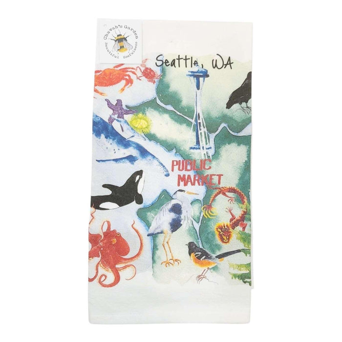 Tea Towel - Seattle Map by Chavah's Garden