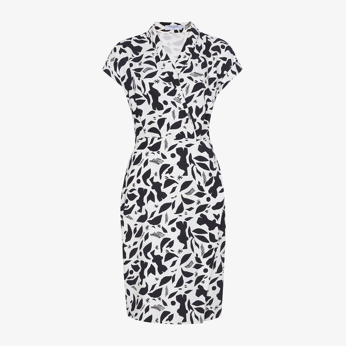 packshot image of the tory dress in icon print