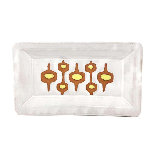 Tray - Mid-Century Modern in White and Yellow by Fern Street Pottery