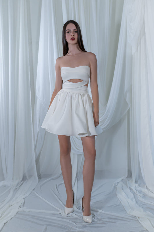 Two-Piece Crepe Civil Wedding Dress Linnet | Bridal Shower Party Dress