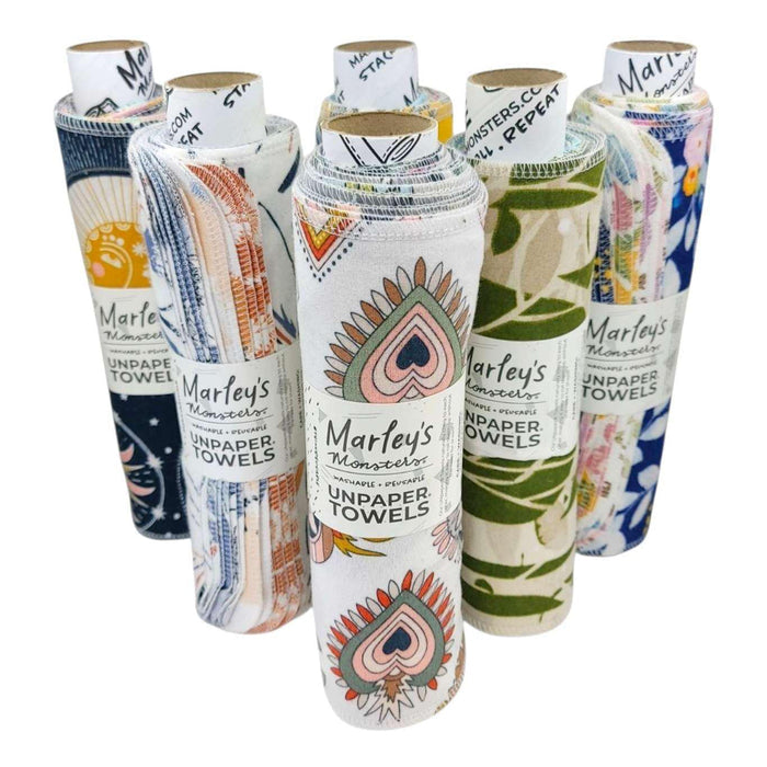 UNpaper® Towels - Cotton Flannel Reusable Cloths (Assorted Mismatched Styles) by Marley’s Monsters