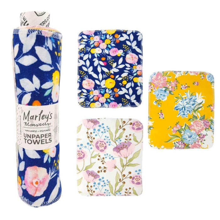 MLY118 $48 - Blue Floral Mix - Cotton Flannel UNpaper Towels