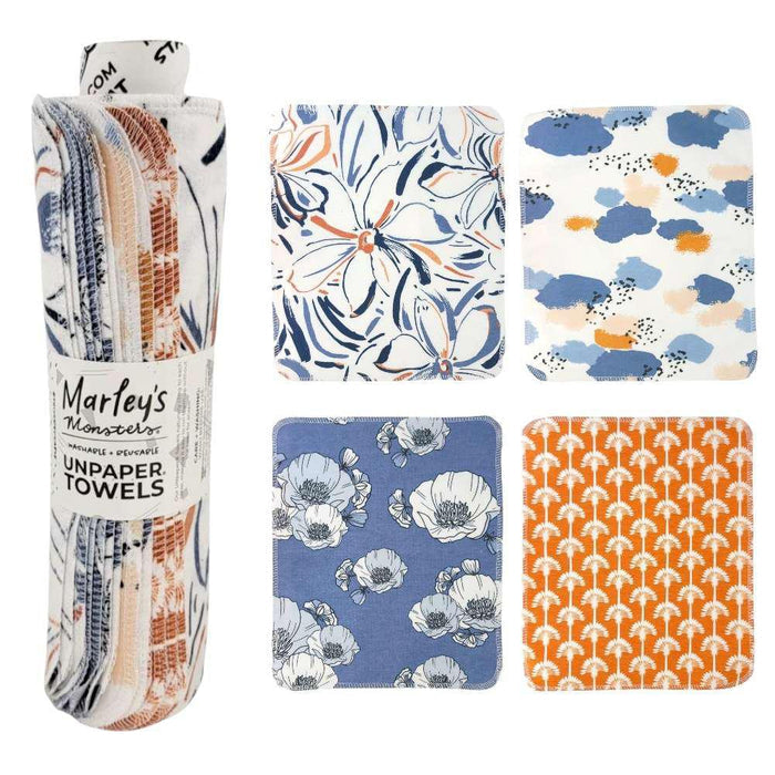 MLY121 $48 - White Floral Mix - Cotton Flannel UNpaper Towels
