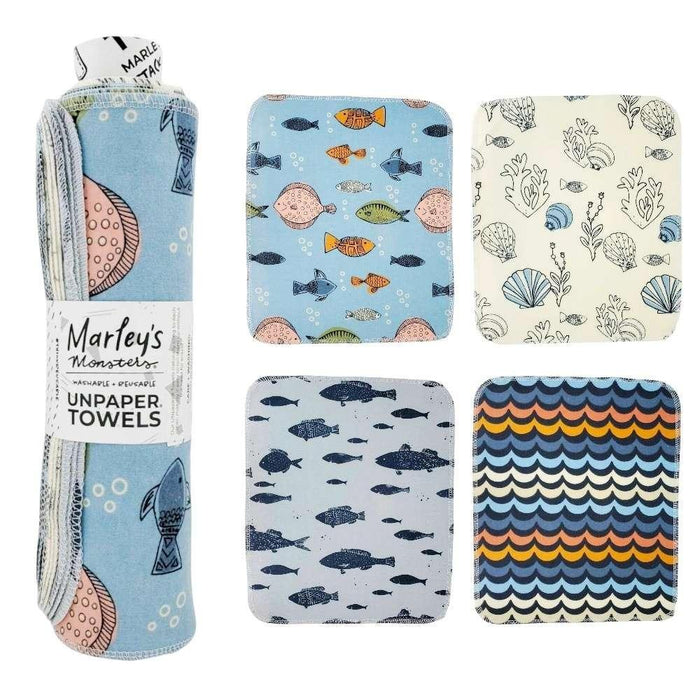 UNpaper® Towels - Cotton Flannel Reusable Cloths (Assorted Mismatched Styles) by Marley’s Monsters