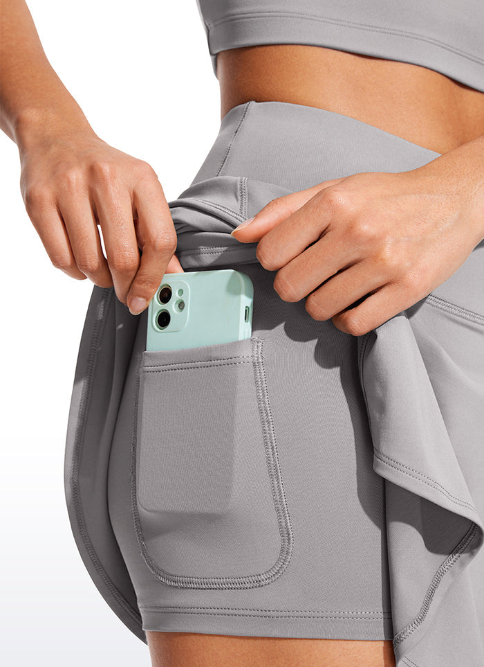 CRZ YOGA Women's Skort UPF 50+ Pleated High Rise Tennis Skirt 14'' Gull Gray