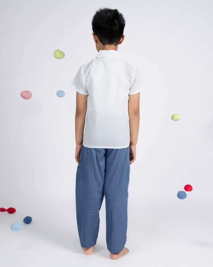 Urban Boy Shirt - White Blue
