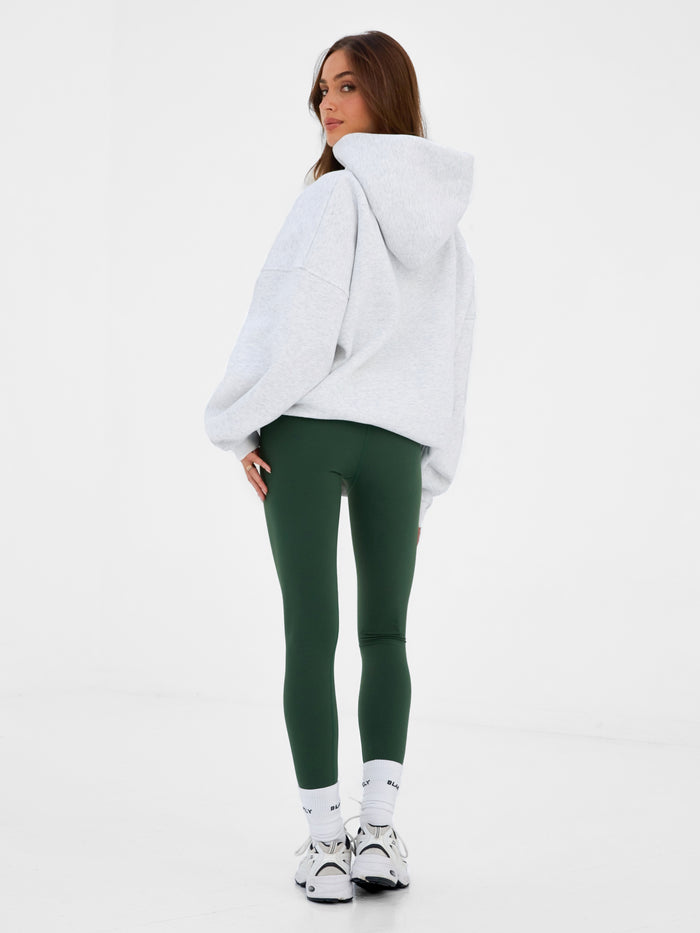 Varsity Oversized Hoodie - Marl White & Deep Green