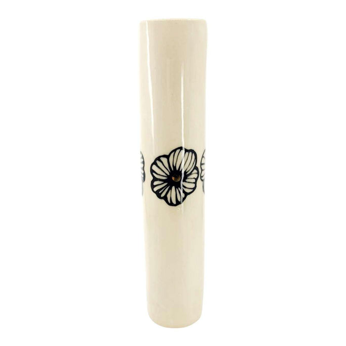 Vase - 8in Floral Cylinder with 22k Gold Accents by Hsieh Clay SF
