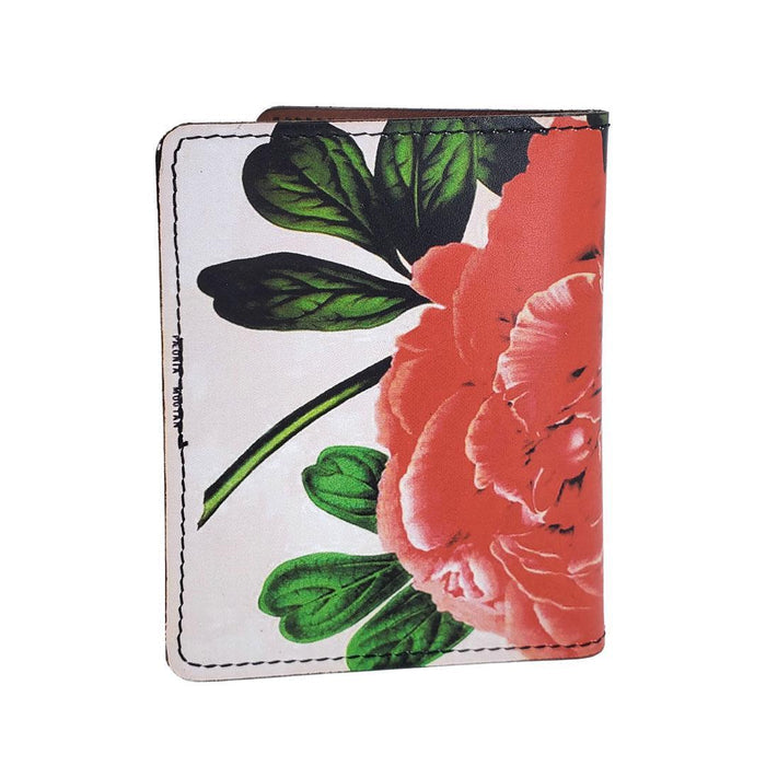 Vertical Leather Wallet - Red Flower (White) by Backerton