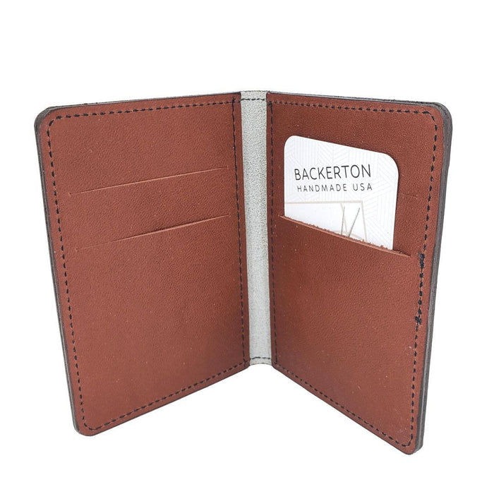Vertical Leather Wallet - Red Flower (White) by Backerton