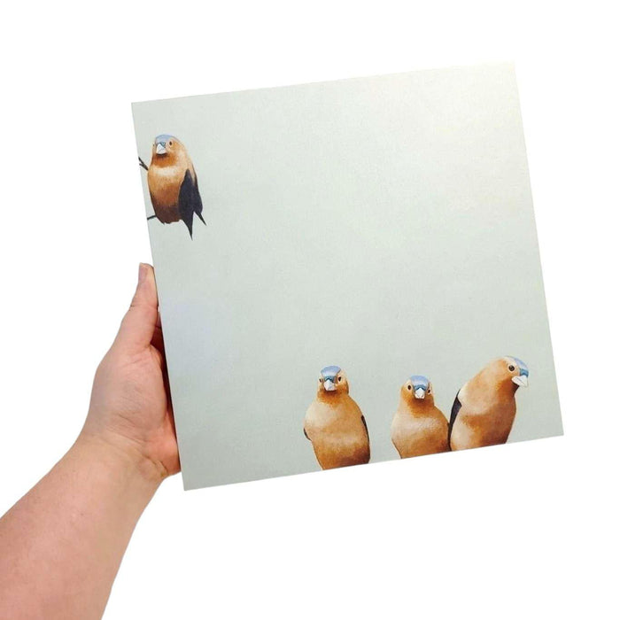 Wall Art - Fictional Finch Group on 10in x 10in Wood Panel by The Mincing Mockingbird