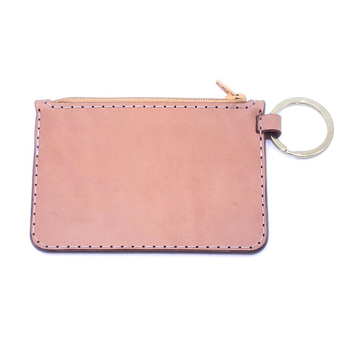 Wallet – Perforated Leather Coin Purse with Zipper (Black or Tan) by Woolly Made