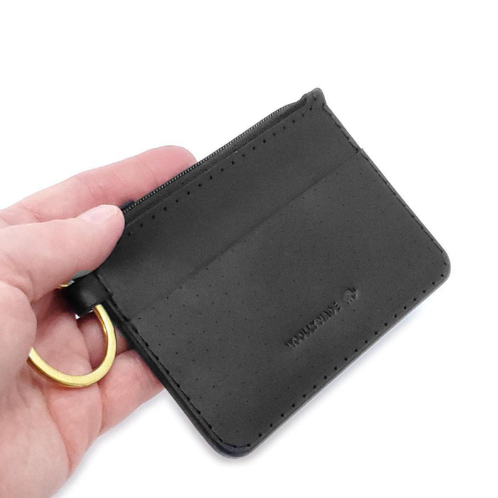 WOW08P1 $112 – Black Perforated Half Zipper Coin Wallet