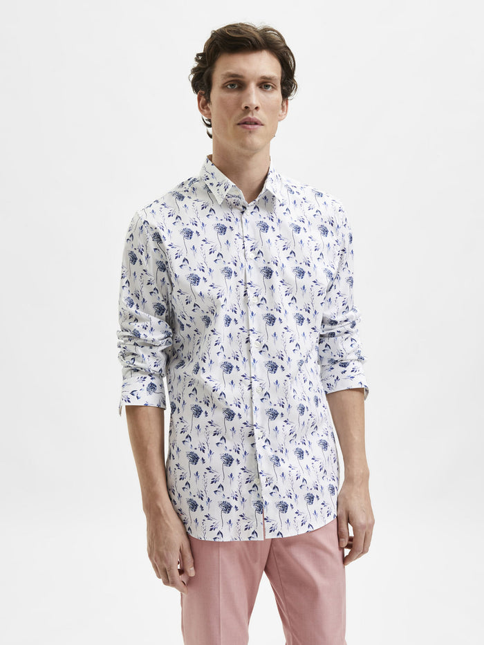 White Floral Organic Cotton Full Sleeves Shirt
