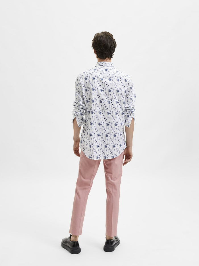 White Floral Organic Cotton Full Sleeves Shirt