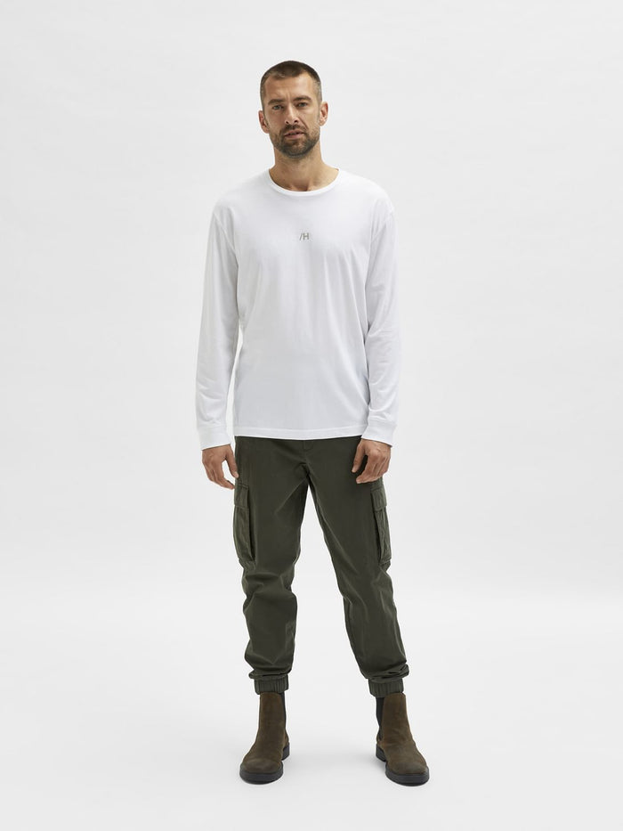 White Full Sleeves Crew Neck T-Shirt