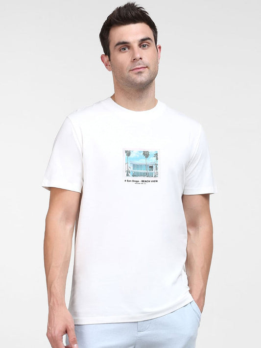 White Graphic Print Crew Neck T-Shirt