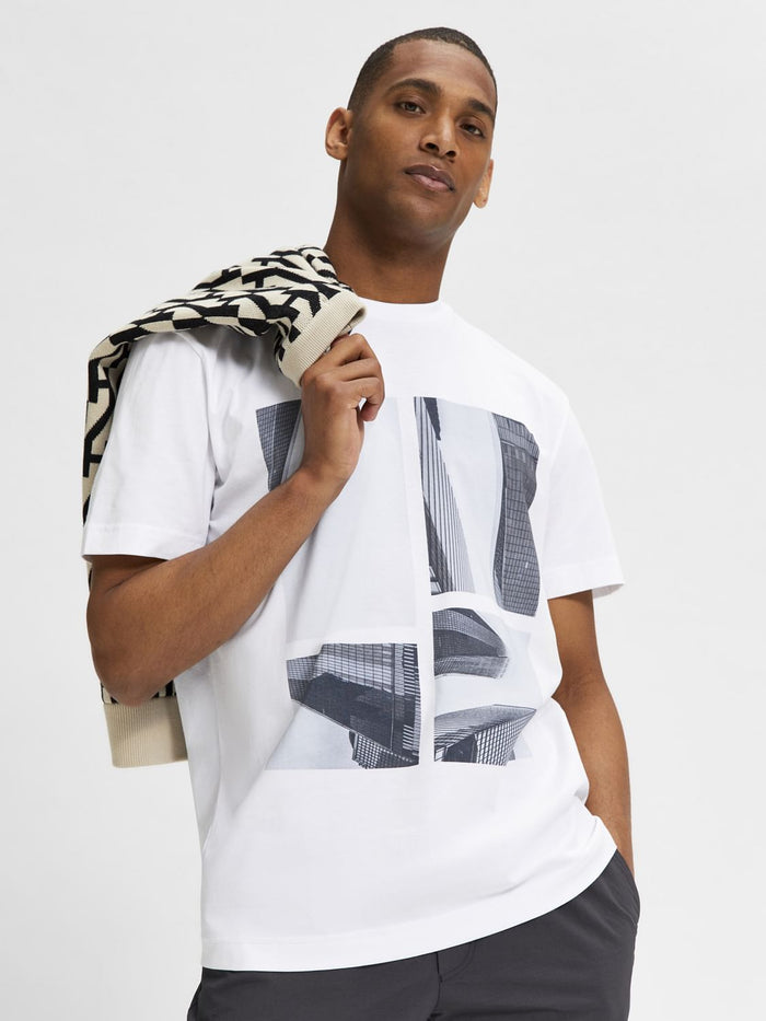 White Graphic Print Crew Neck T-Shirt